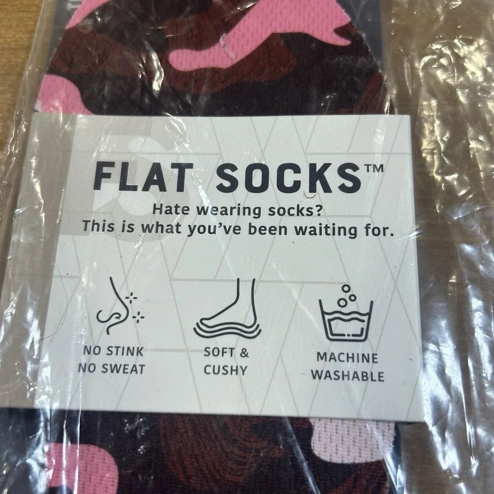 FLAT SOCKS No-Show Socks‎ Womens One Size Pink Camo Foam Cushy Insoles Inserts